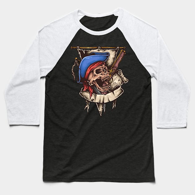 Skull king Baseball T-Shirt by SAN ART STUDIO 